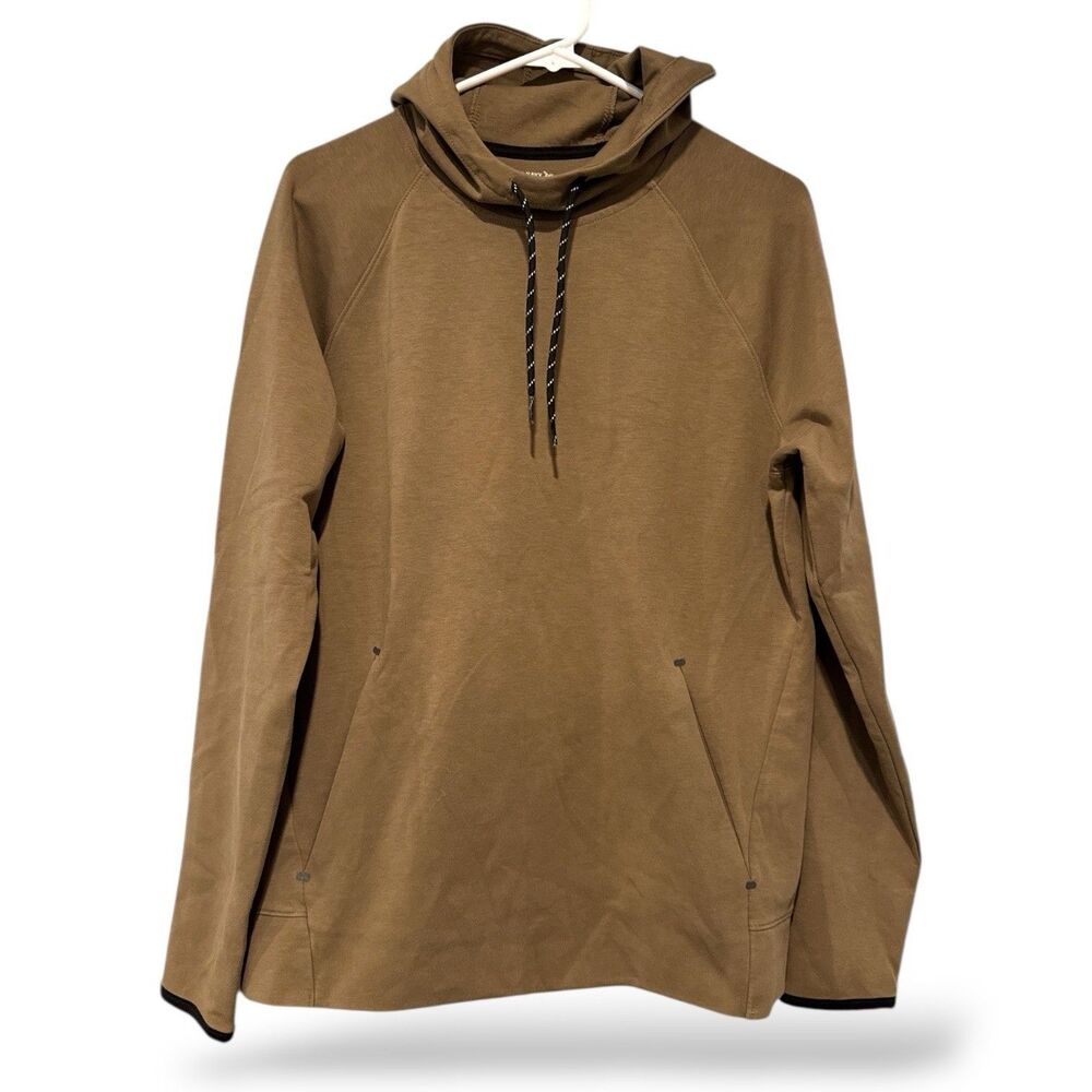 Old Navy Hoodie Active Dynamic Fleece Cool Slash Pockets Unisex Med Brown‎ EUC
